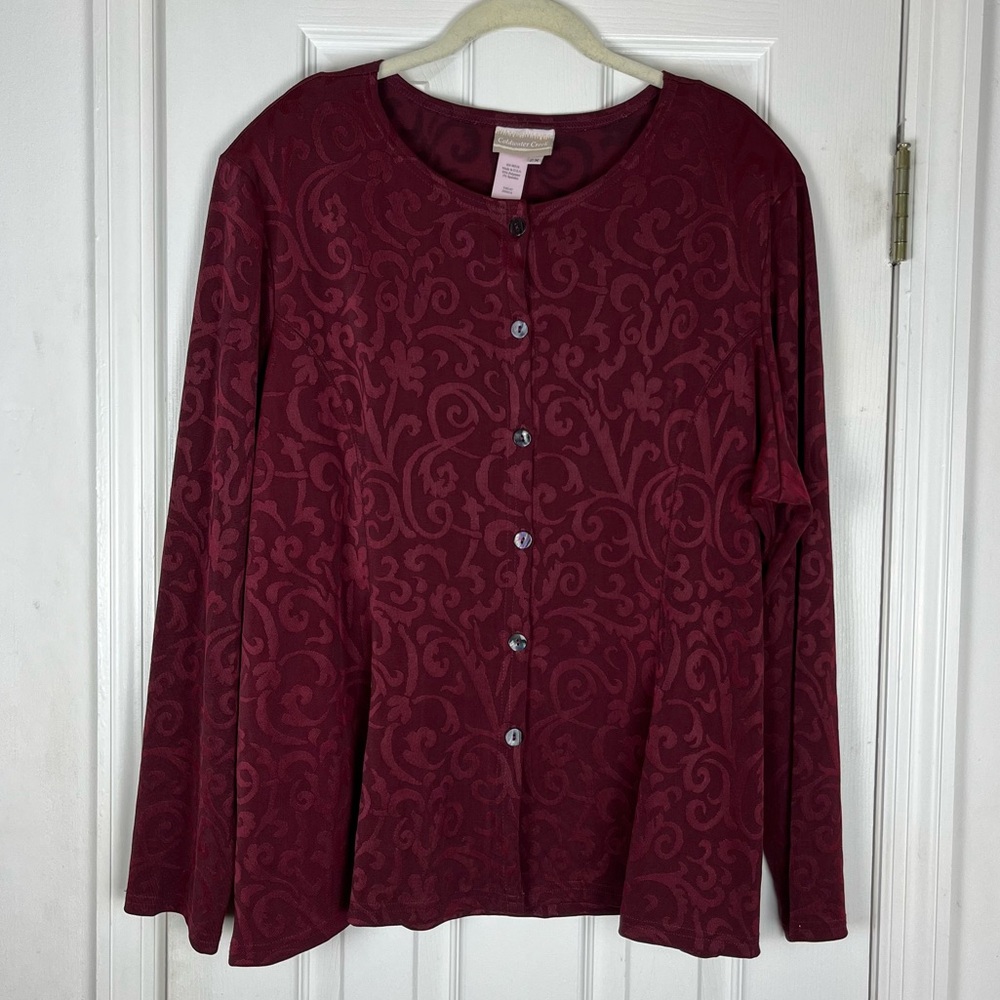 Coldwater Creek 2X Liquid Knit Filigree Print Cardigan